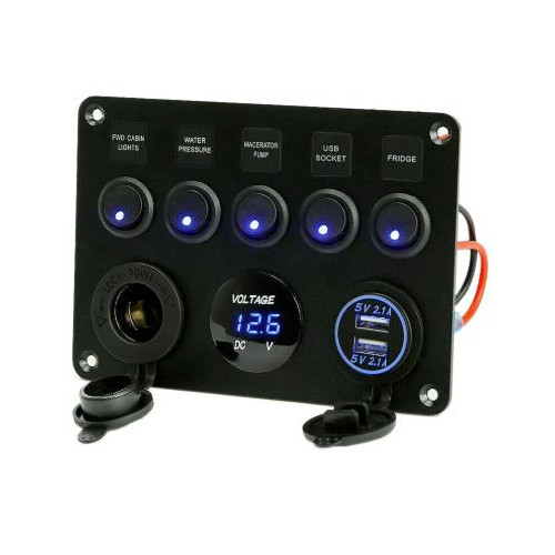 Tableau électrique multifonctions 12V avec ports USB et voltmètre